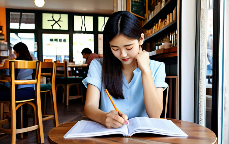 한국어교원 자격증의 장점과 단점 - "A group of students in a brightly lit classroom, learning Korean from a teacher, all fully clothed,...