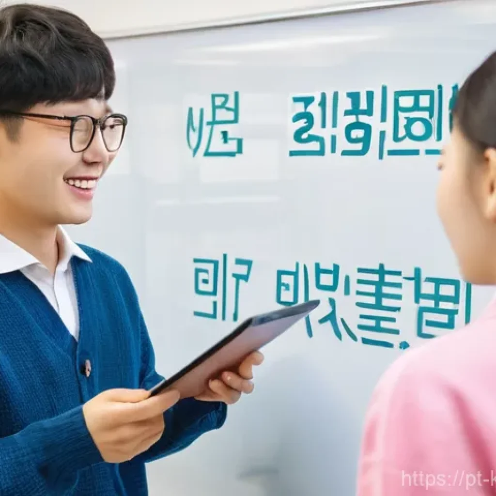 한국어교원과 문화 이해의 중요성 - **A warm and encouraging Korean language classroom.**
A diverse group of young adult students, c...