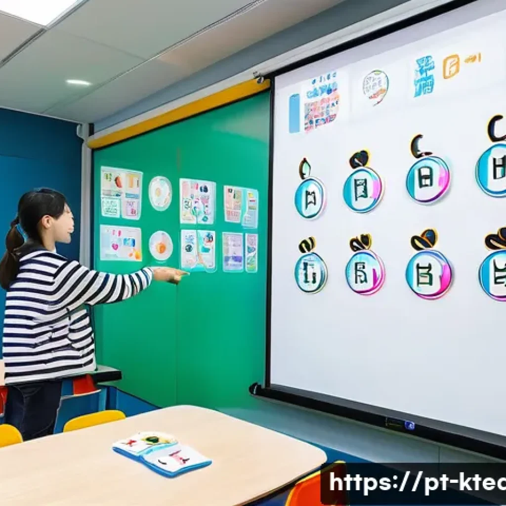 한국어교원 초급 이론 핵심 요약 - **"Hangeul Discovery Journey":** A brightly lit, modern classroom filled with a diverse group of you...